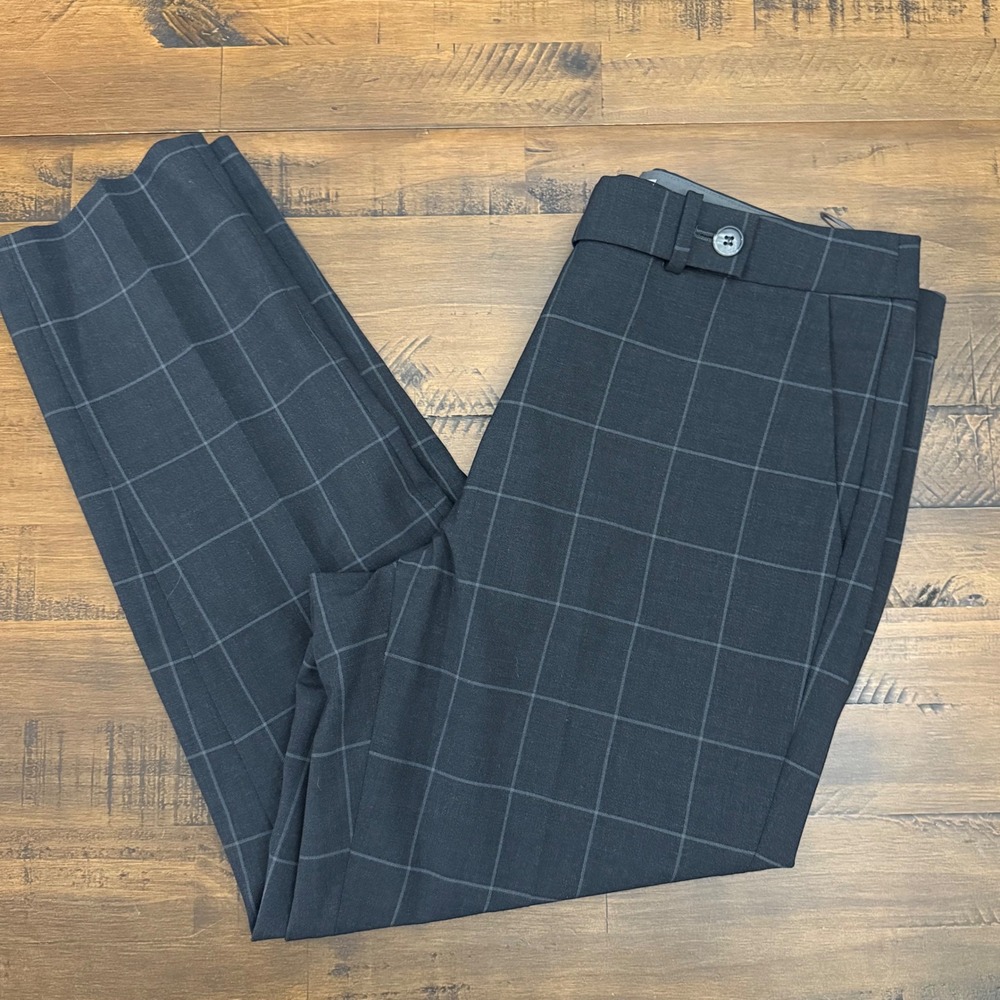 Pure Collection Windowpane Plaid Career Dress Pants black US 6 UK 12‎